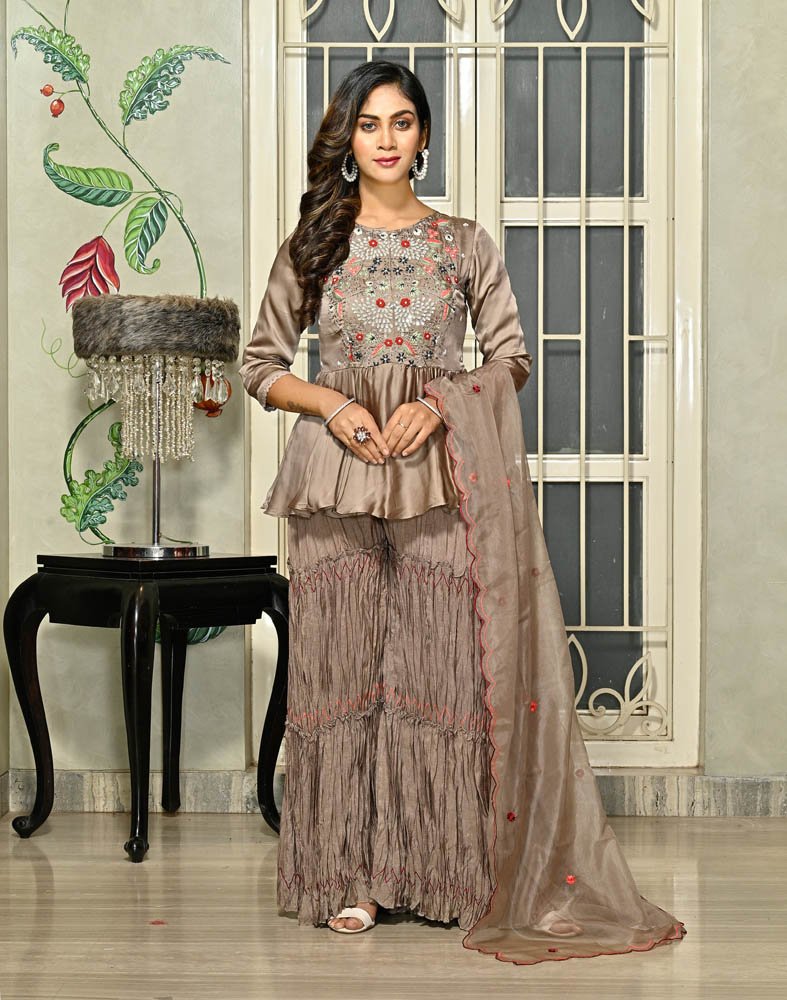 Maria B Party Dress for Pakistani Women Featuring Peplum Shirt with Gharara  Pants  Online Shopping In Pakistan